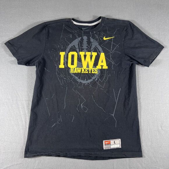 Nike Iowa Hawkeyes Shirt Mens Large Black Short Sleeve Crew‎ Neck NCAA Football - Picture 1 of 9
